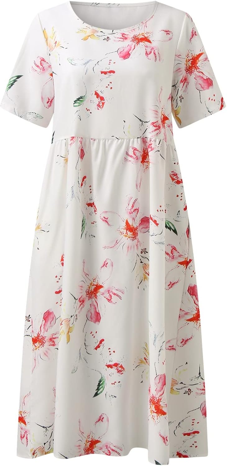 Sommarklänning med blommigt tryck, flertal mönster/färger längre lev.tid