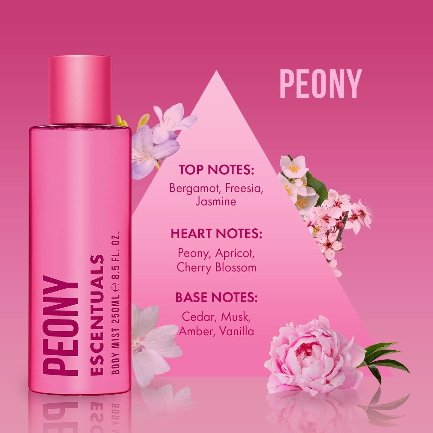 Escentuals Womens Peony Body Mist Fragrance Spray, 250 ml
