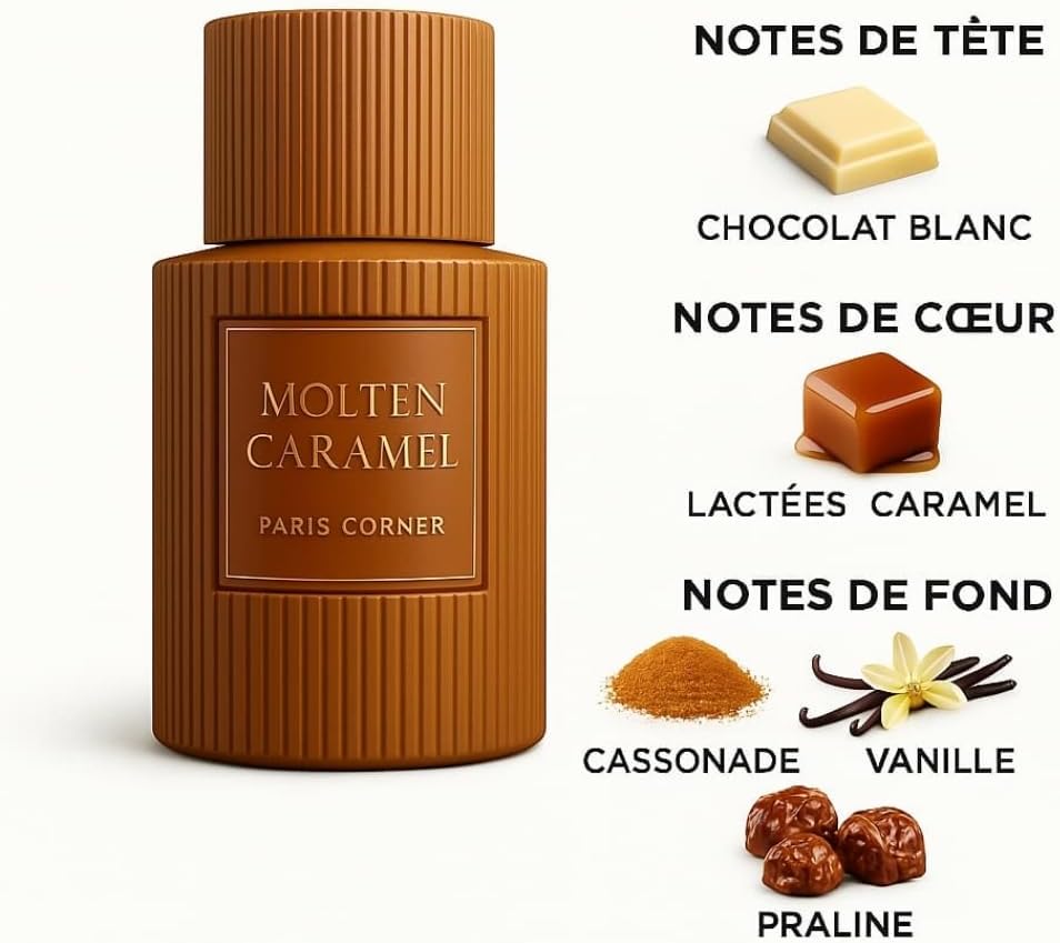 Eau de Parfum Caramel - Paris Corner - Gourmand, Caramel, vanilj, vit choklad - unisex Dubai parfym - 100 ml
