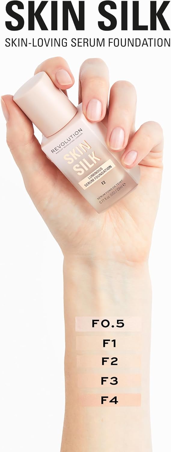 Makeup Revolution, Skin Silk Serum Foundation, lätt till medium täckning 23 ml