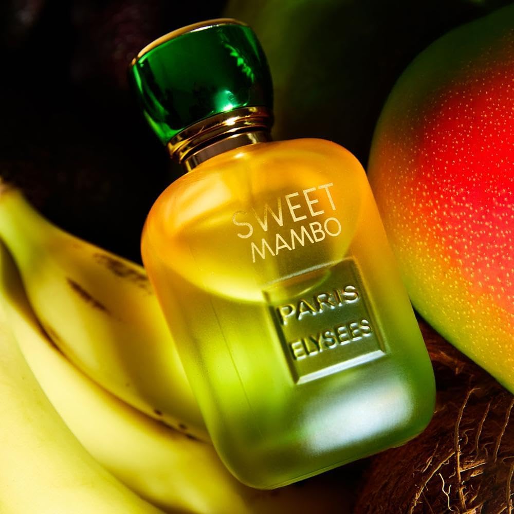 PARIS ELYSEES Sweet Mambo - Eau de Toilette - Perfume unisex - Oriental - Mango & Bergamot -Spray Bottle 100ml - Includes Refillable 5ml - Metal Travel Bottle