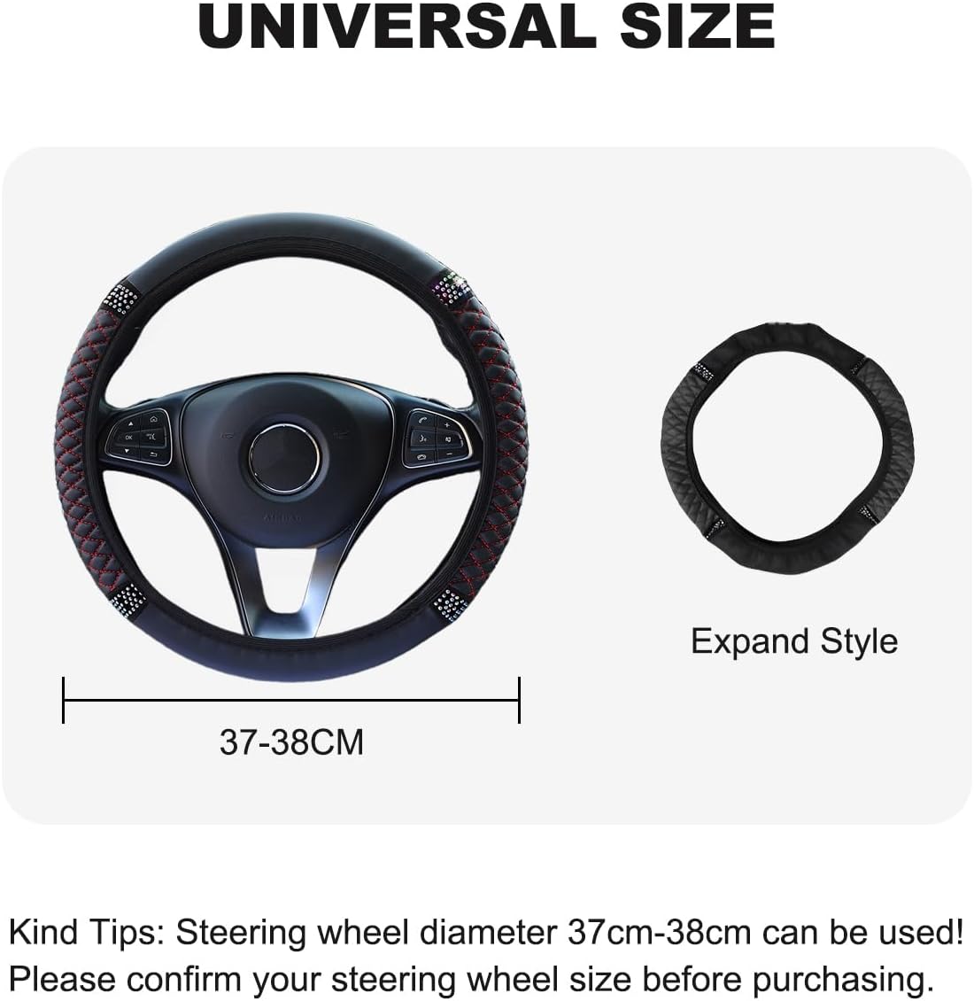 Steering Wheel Cover Leather, Glitter välj färg