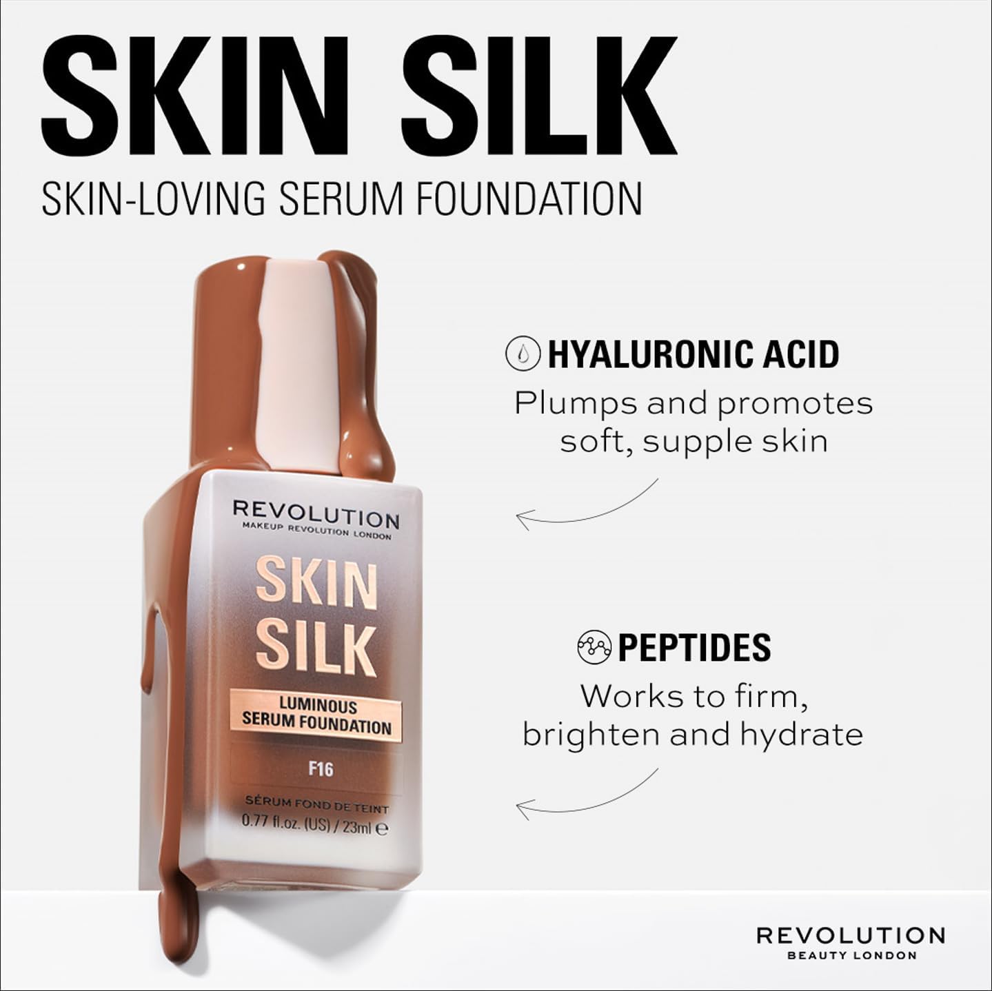 Makeup Revolution, Skin Silk Serum Foundation, lätt till medium täckning 23 ml