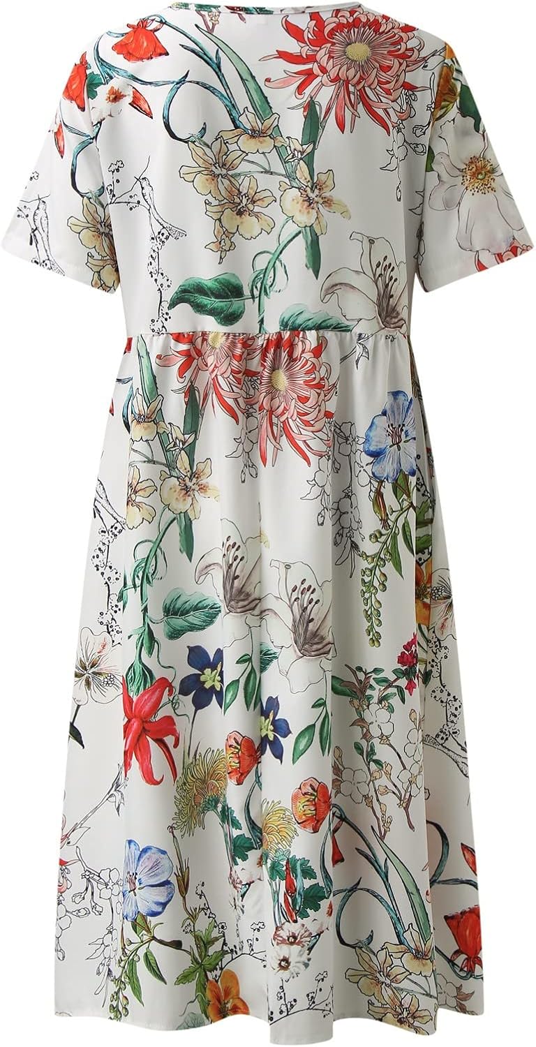 Sommarklänning med blommigt tryck, flertal mönster/färger längre lev.tid