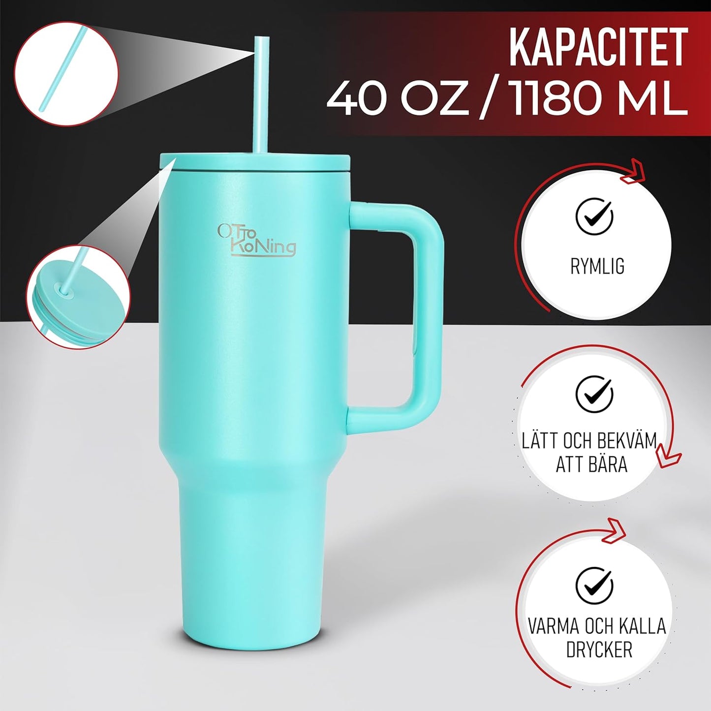 Isolerad Vattenflaskatermosmugg 1.2L Rostfritt Stål välj variant