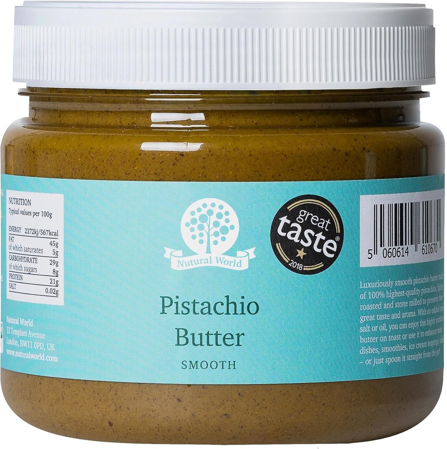 Nutural World - Krämig Pistaschsmör - Great Taste Award vinnare