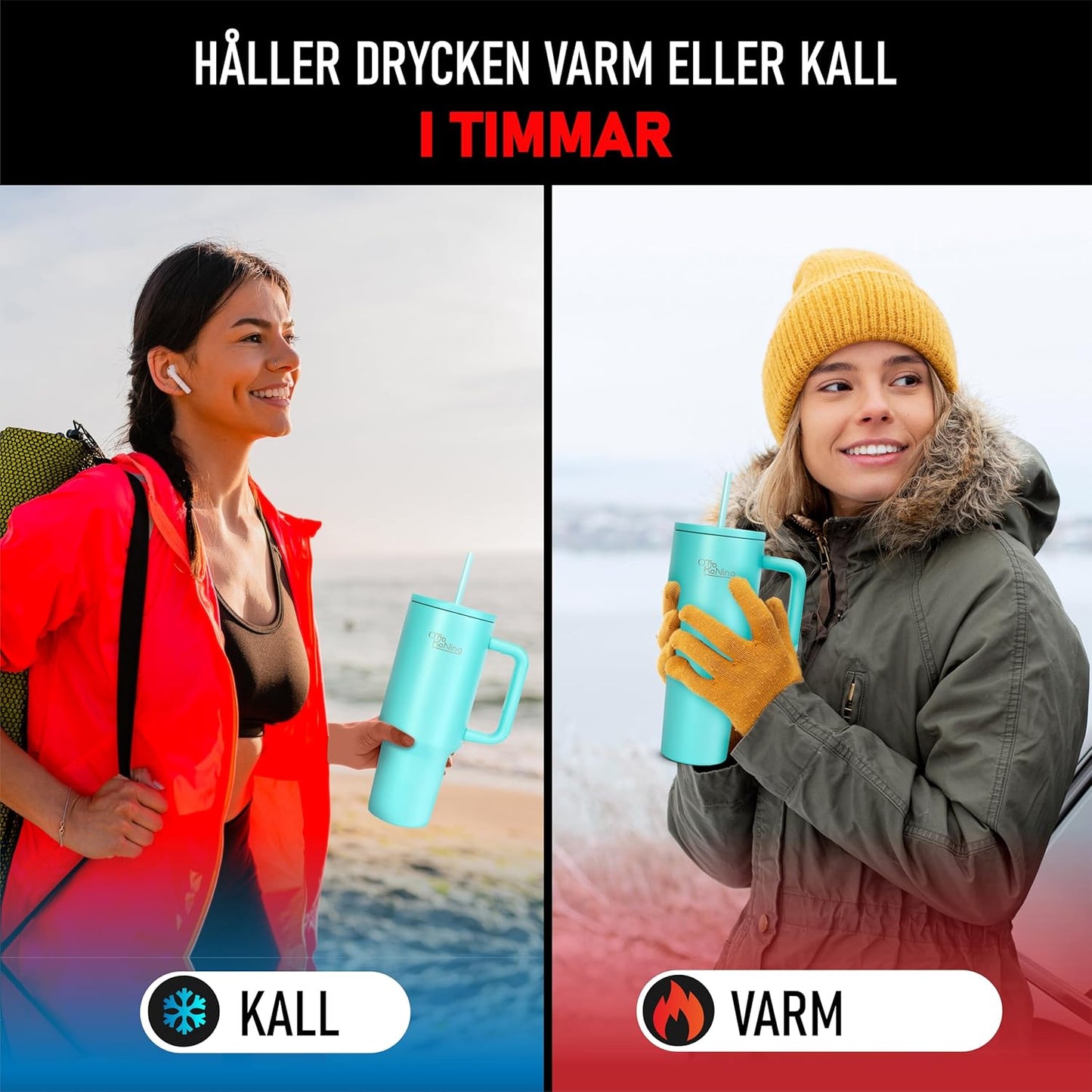 Isolerad Vattenflaskatermosmugg 1.2L Rostfritt Stål välj variant