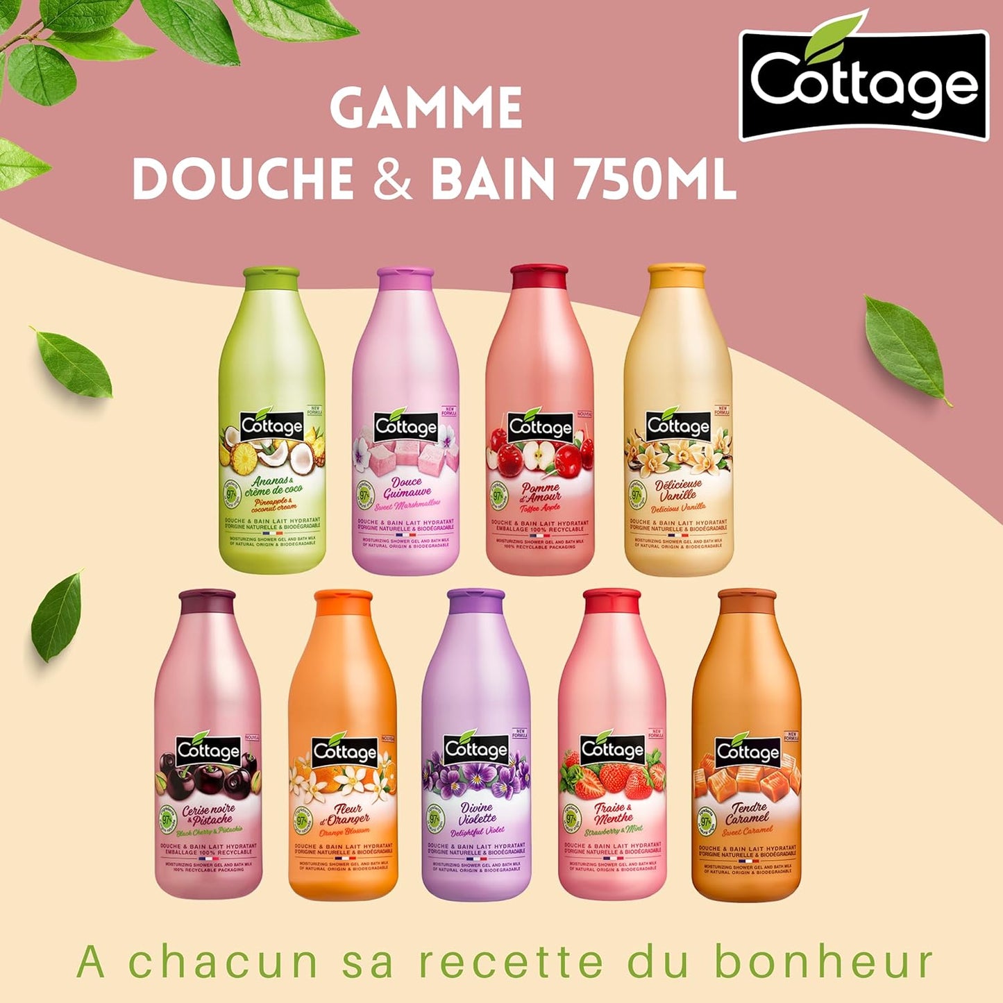 Cottage Duschgel, 750 ml körsbär/pistasch