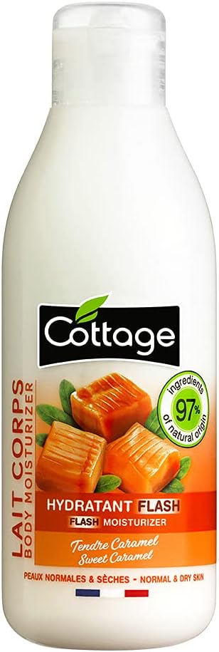 Cottage Återfuktande kroppsmjölk  normal och torr hud- Tendre karamell - 97% ingredienser av naturligt ursprung- 200 ml