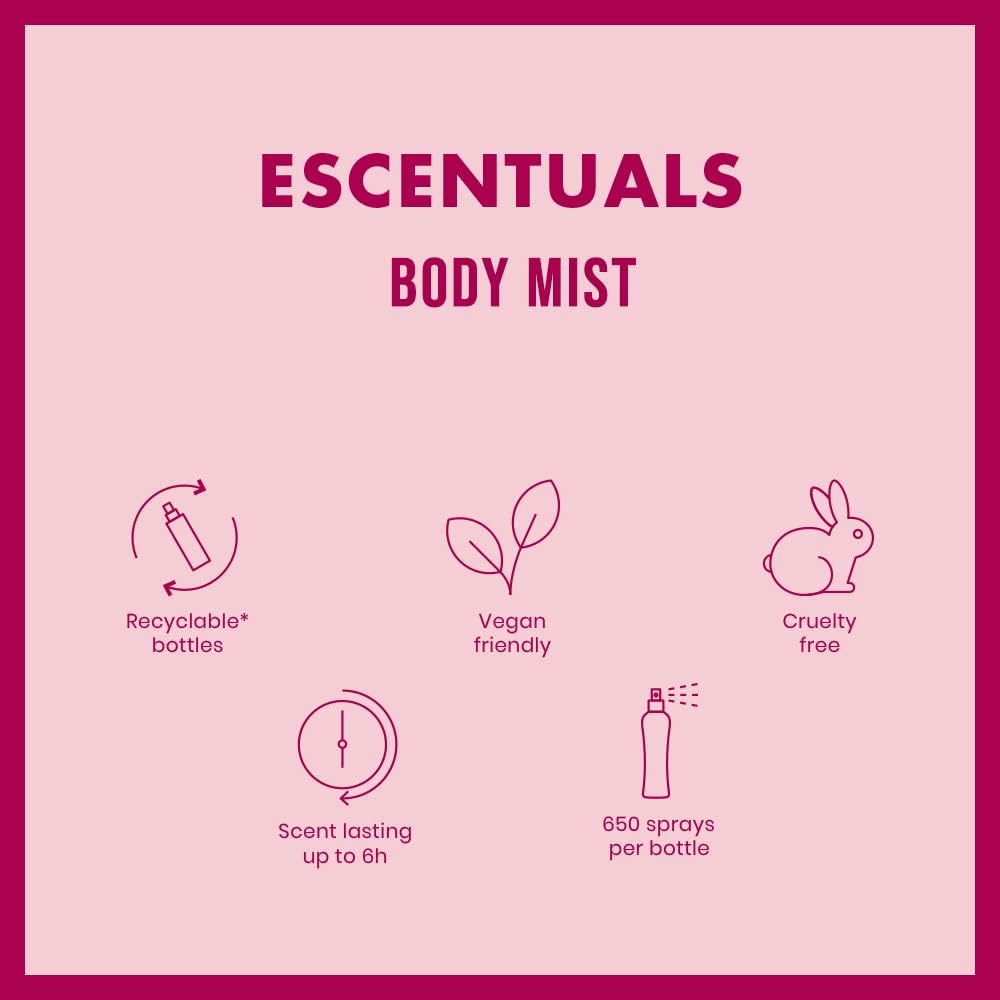 Escentuals Vanilla Body Mist Fragrance Spray för kvinnor, 250 ml