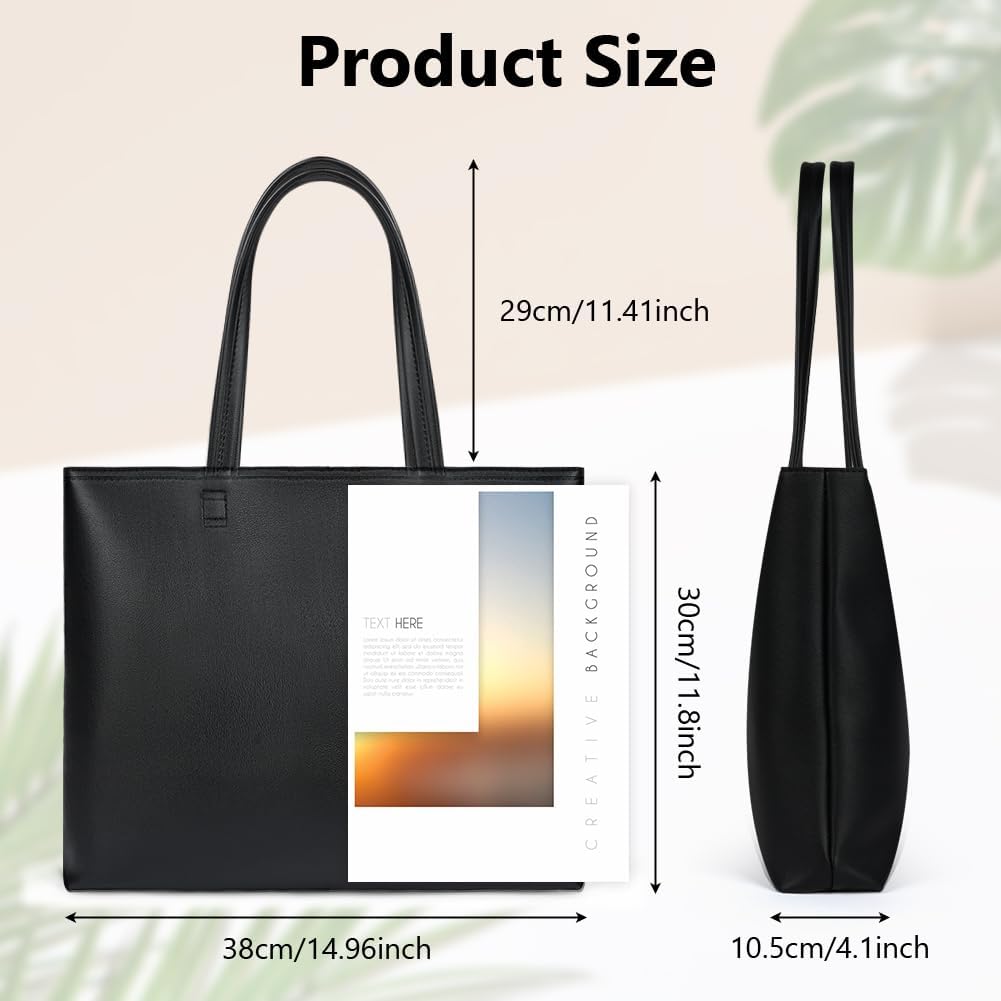 Handväska/laptop Soft PU Leather,  Black(38x30x10 5cm), L