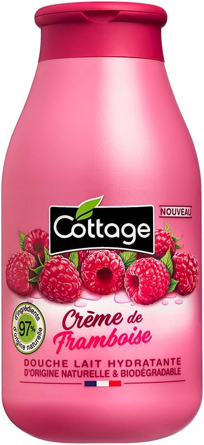 Cottage Fuktgivande mjölkdusch - hallonkräm - 97% ingredienser av naturligt ursprung - tillverkad i Frankrike 250 ml