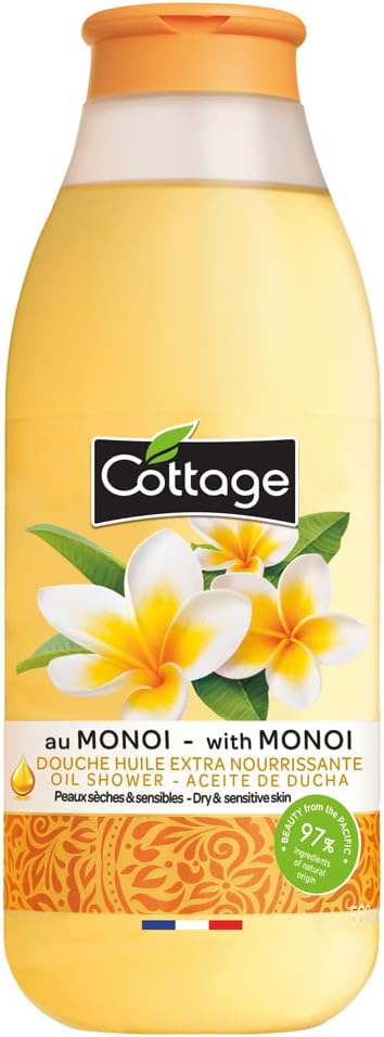Cottage Duscholja extra närande med Monoi, torr och känslig hud, 97% naturliga ingredienser 560 ml