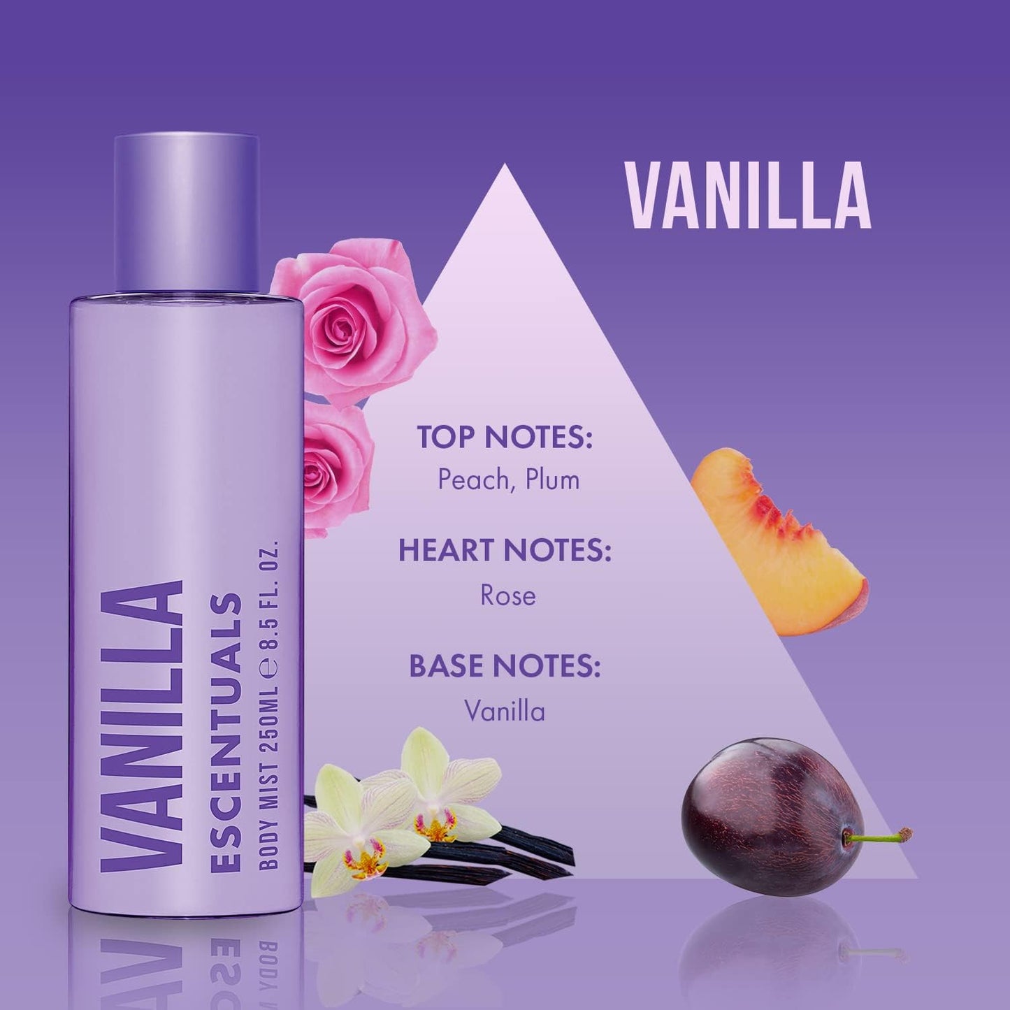 Escentuals Vanilla Body Mist Fragrance Spray för kvinnor, 250 ml
