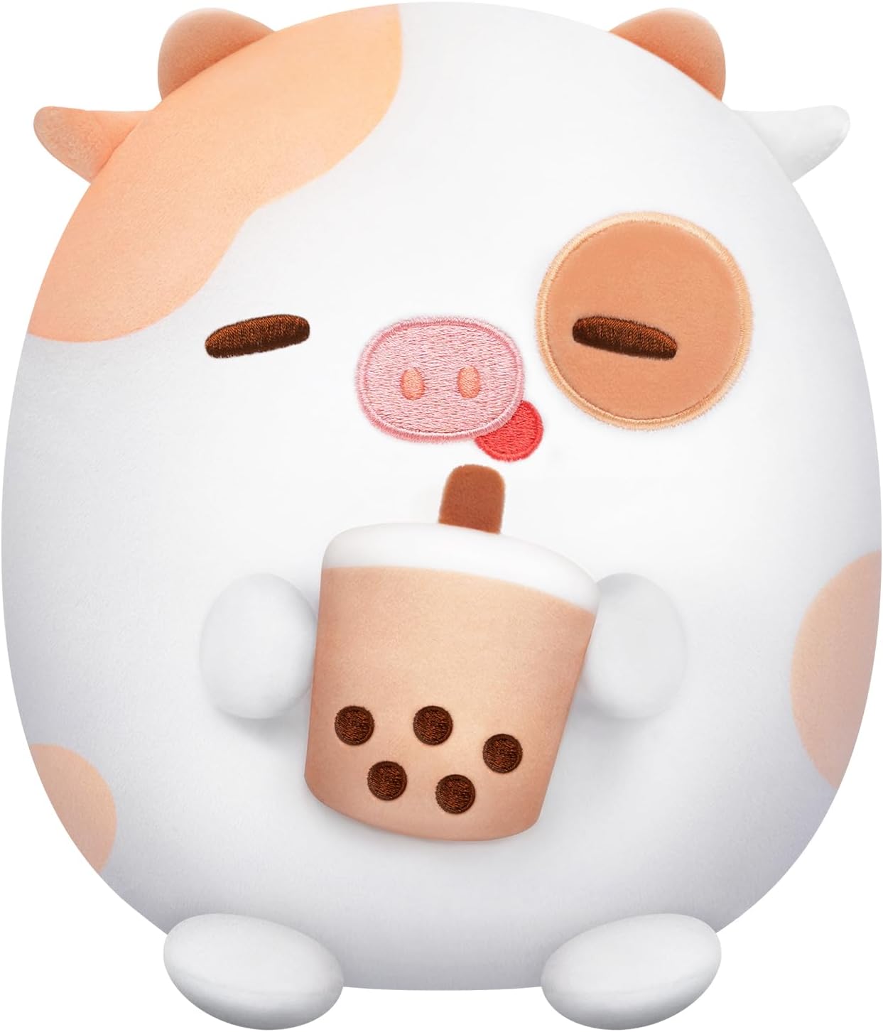Cute Milk Tea Cow Plush with Vanilla Scented Micro Beads, Squishy