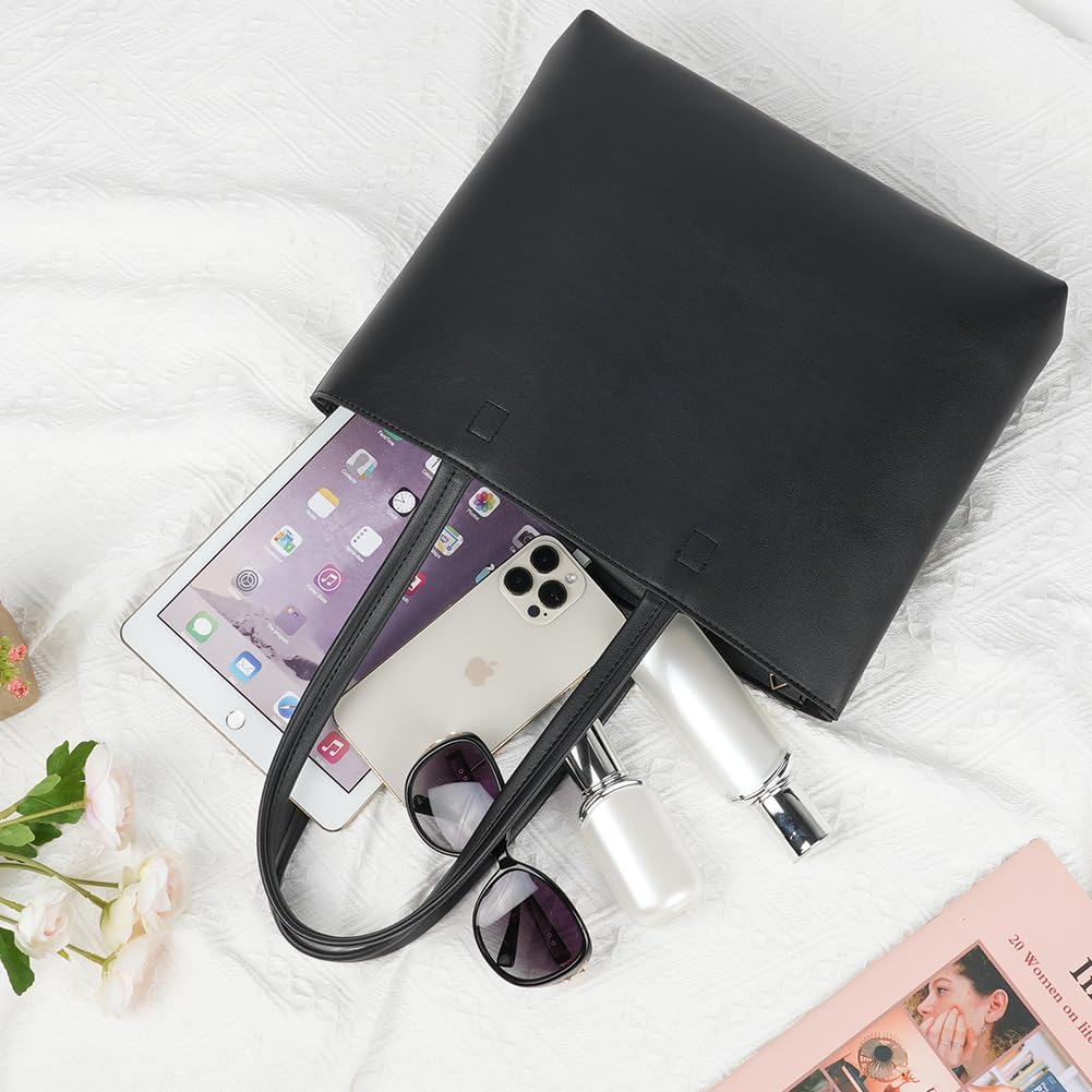 Handväska/laptop Soft PU Leather,  Black(38x30x10 5cm), L