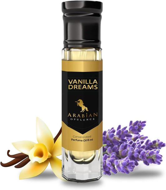VANILLA DREAMS parfymolja, 6 ml roll-on-flaska. Arabisk Opulence. Söt/vanilj/pulver/balsamic/lakton