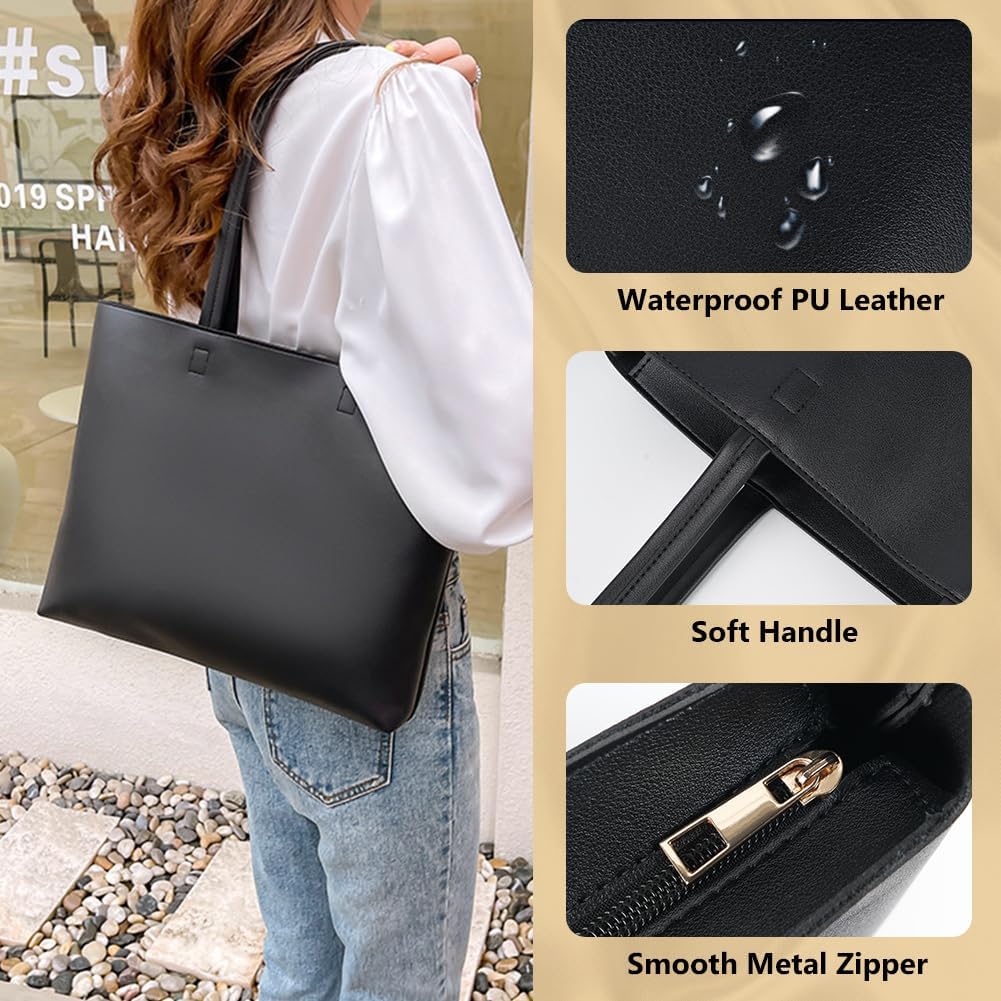Handväska/laptop Soft PU Leather,  Black(38x30x10 5cm), L