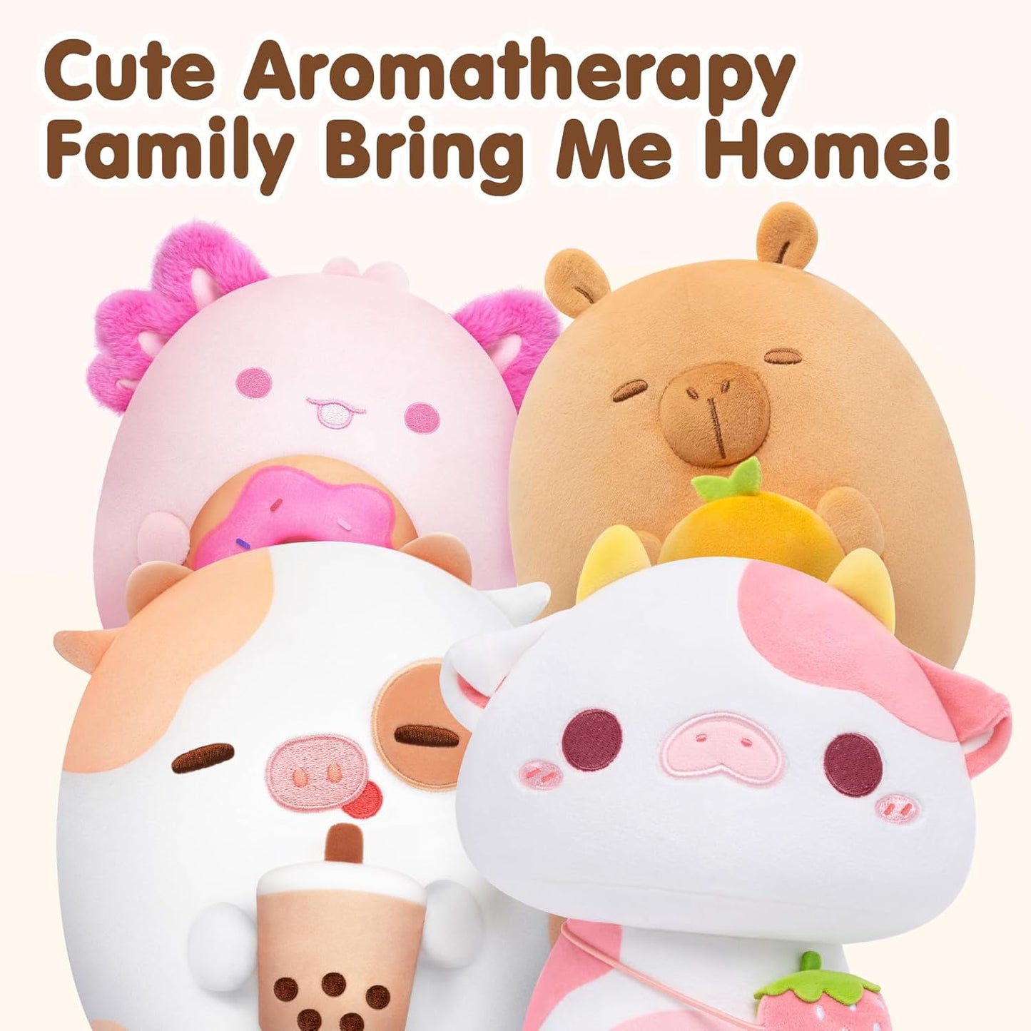 Cute Milk Tea Cow Plush with Vanilla Scented Micro Beads, Squishy