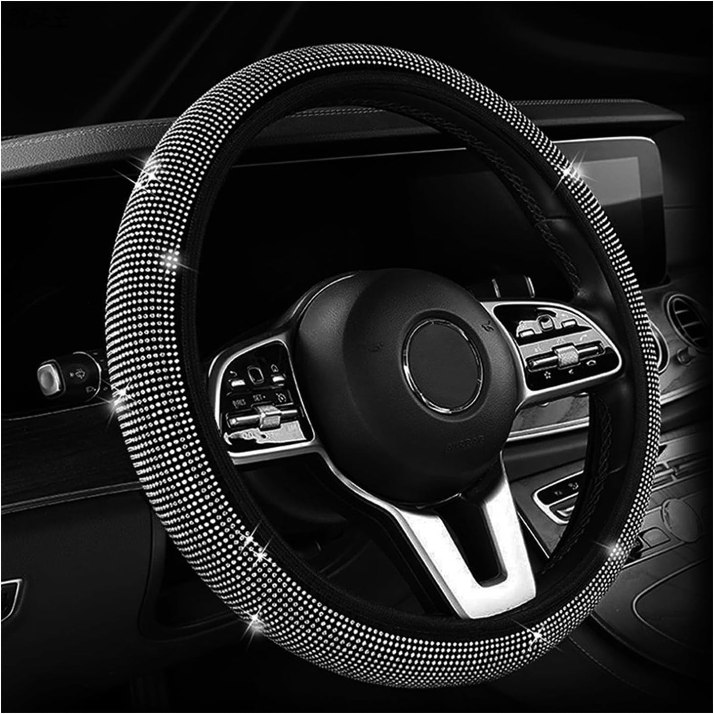 Steering Wheel Cover Leather, Glitter välj färg