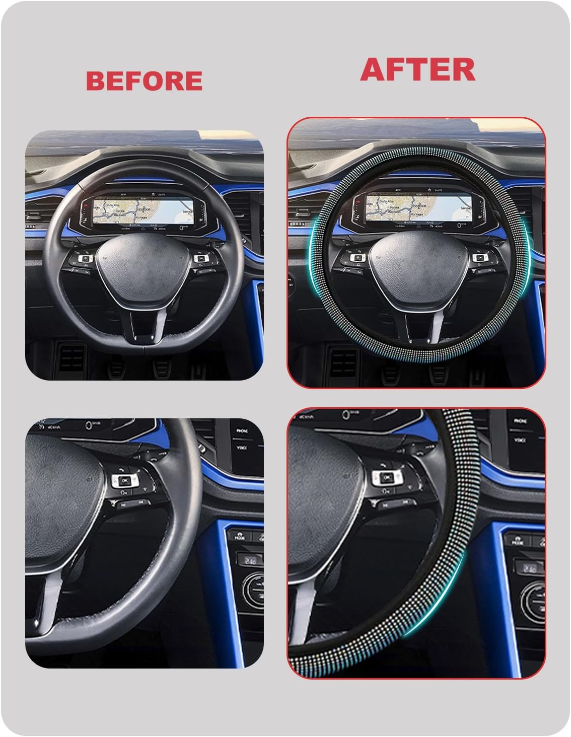 Steering Wheel Cover Leather, Glitter välj färg