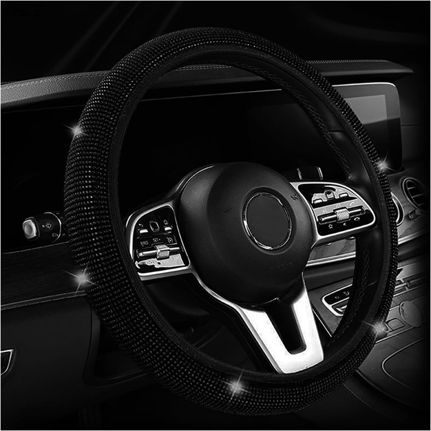 Steering Wheel Cover Leather, Glitter välj färg