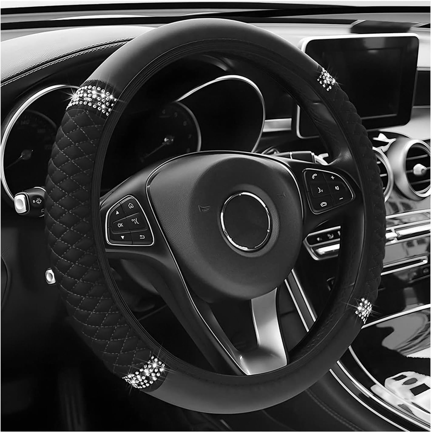 Steering Wheel Cover Leather, Glitter välj färg