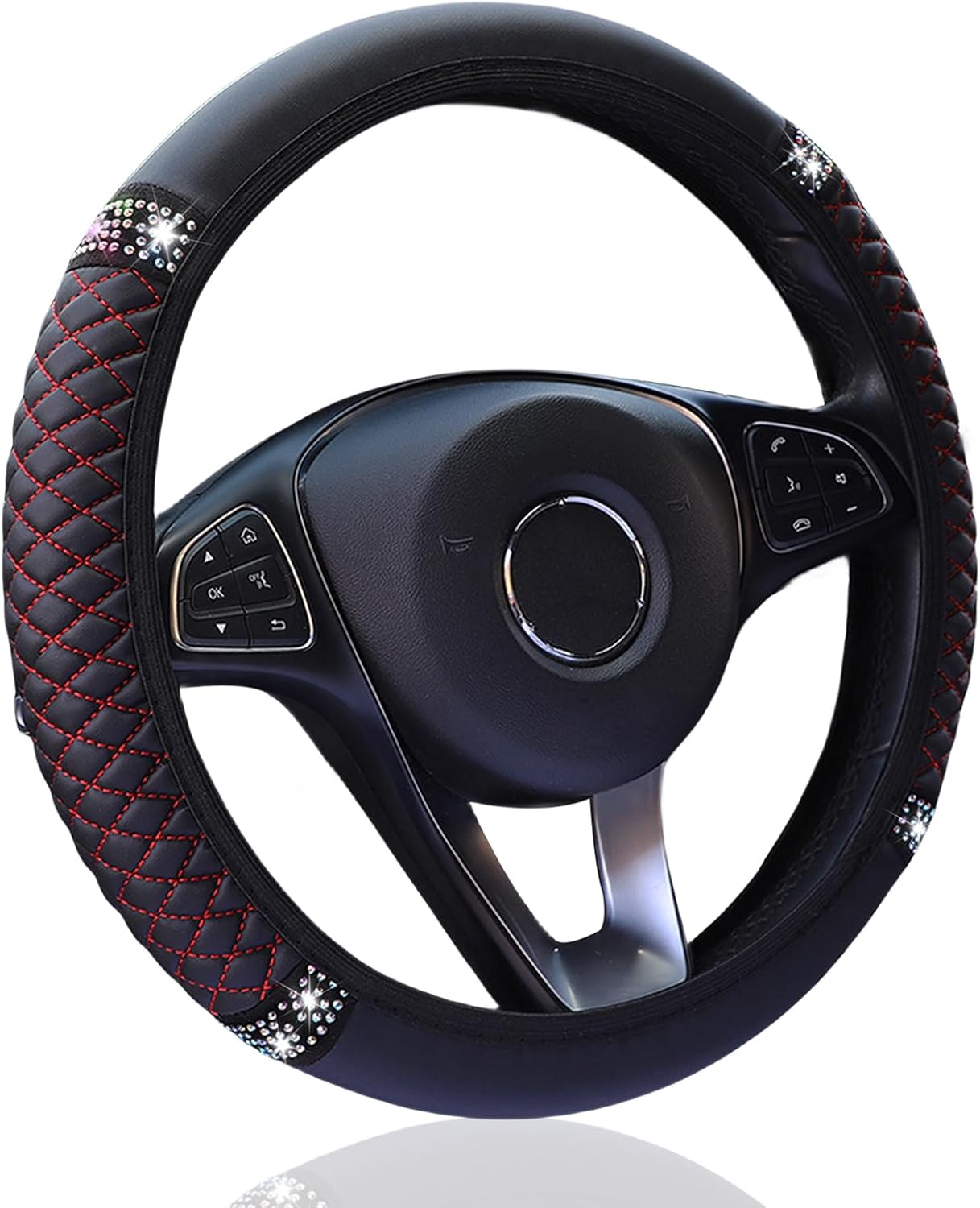 Steering Wheel Cover Leather, Glitter välj färg
