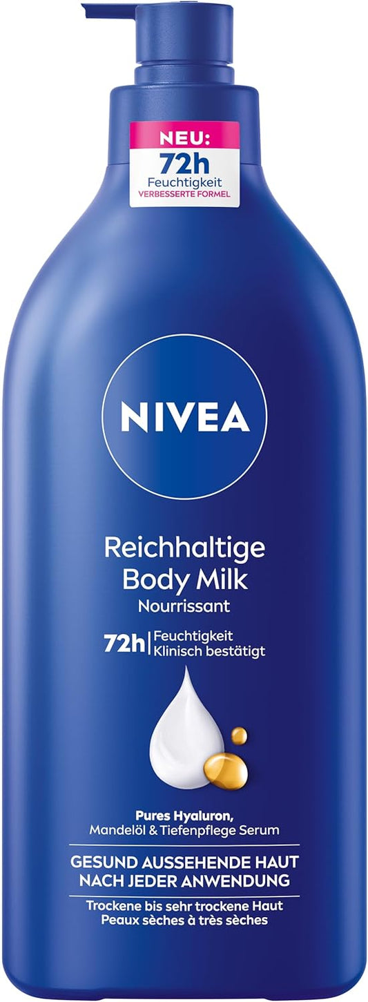 NIVEA Rik Body mjölkvårdsserum, (stor flaska 625 ml)