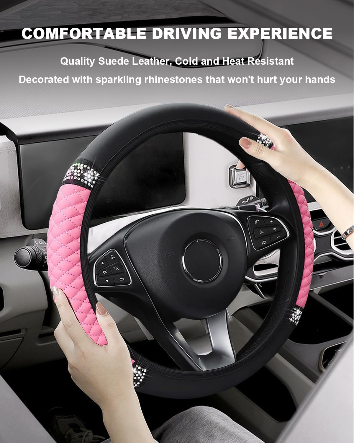 Steering Wheel Cover Leather, Glitter välj färg