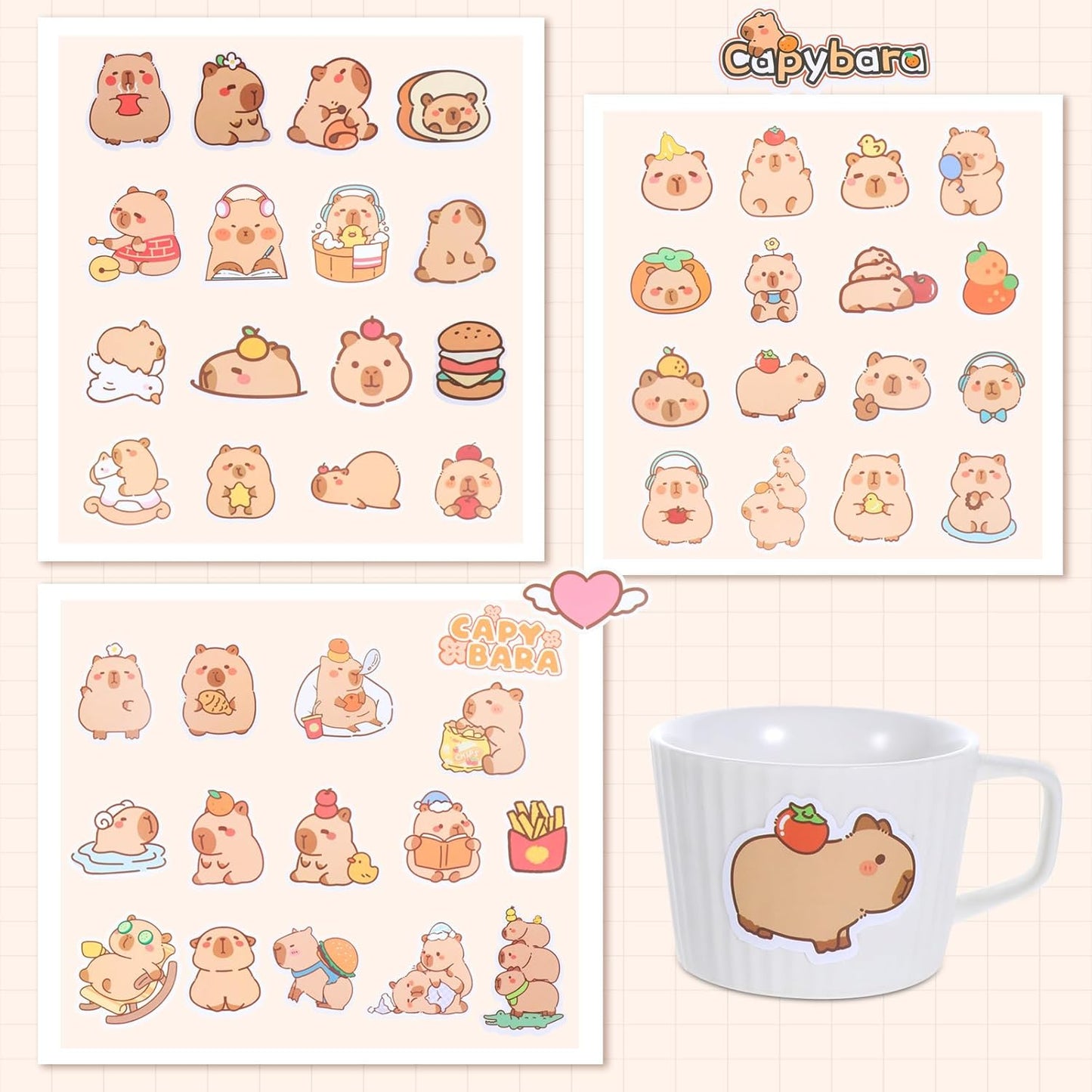 100 Pcs Capybara Stickers