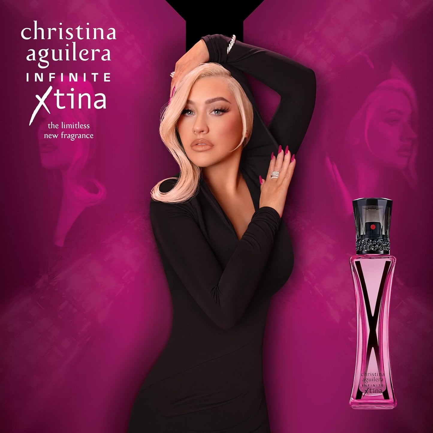 Aguilera - Infinite Xtina, Eau de Parfum, Spraydoft, blommig fruktbärnsten med noter av rosa guava, rosa jasmin och modern bärnsten, parfym för kvinnor, 30 ml