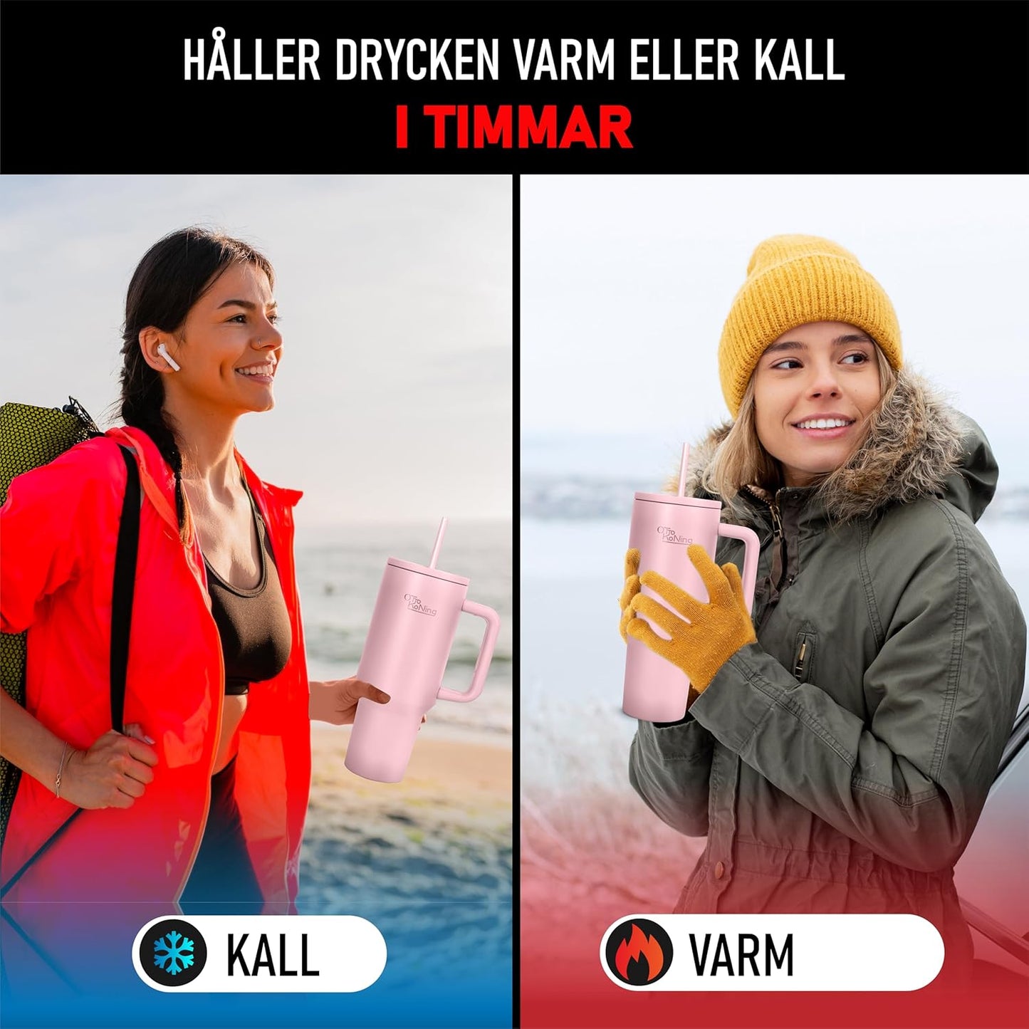 Isolerad Vattenflaskatermosmugg  1.2L Rostfritt Stål välj variant
