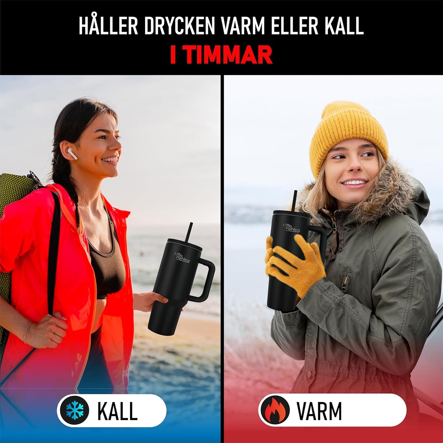 Isolerad Vattenflaskatermosmugg  1.2L Rostfritt Stål välj variant