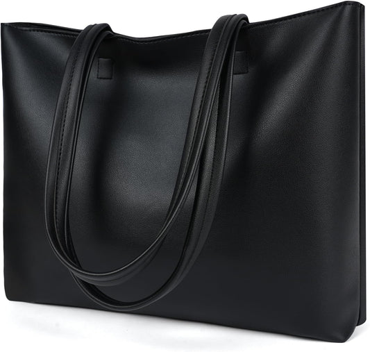 Handväska/laptop Soft PU Leather,  Black(38x30x10 5cm), L