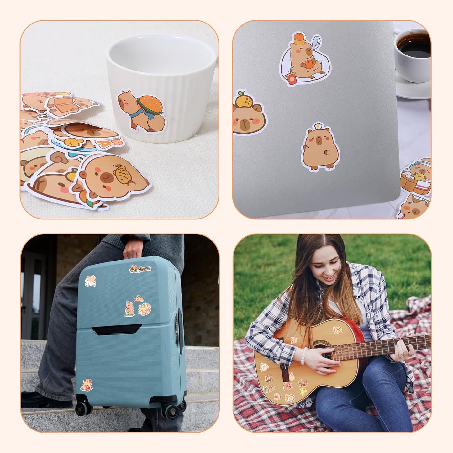 100 Pcs Capybara Stickers
